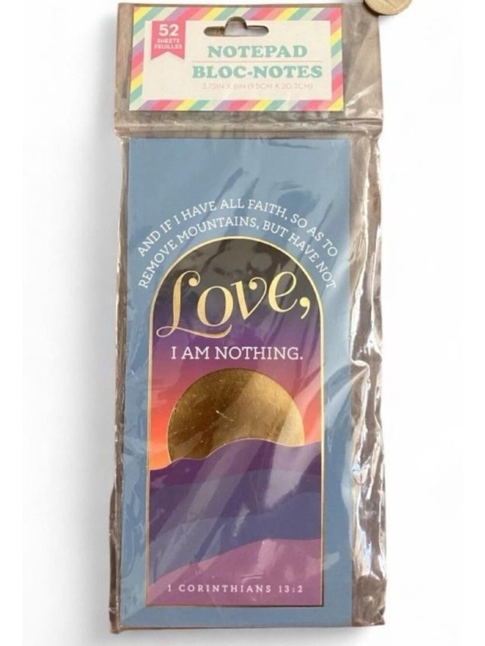 Christian Faith Notepad 52 Sheets 3.75” x 8” Love I Am Nothing 1 Corinthians